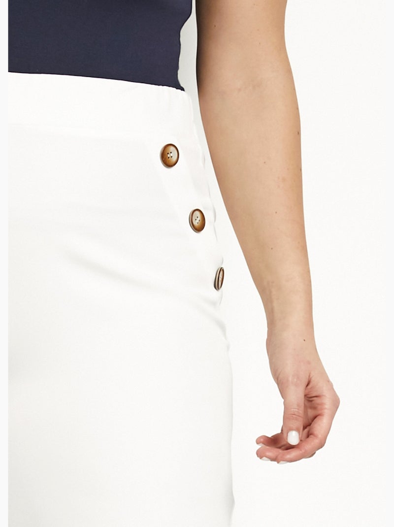 Pantalon large uni taille semi-élastiquée Blanc - Kiabi