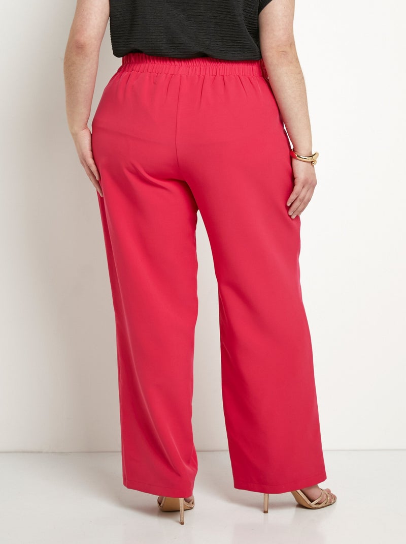 Pantalon large uni taille semi-élastiquée Rose fushia - Kiabi