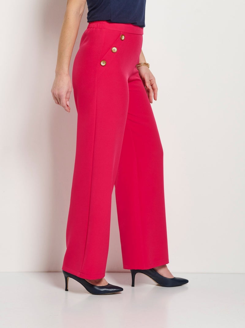 Pantalon large uni taille semi-élastiquée Rose fushia - Kiabi