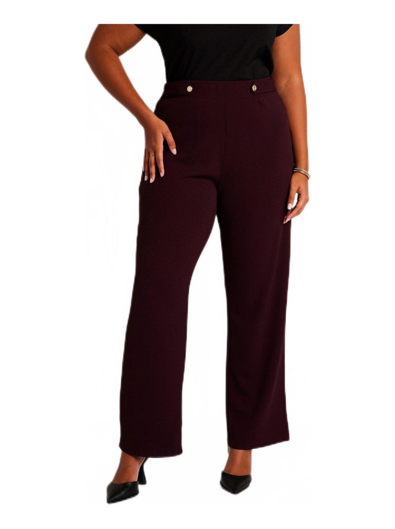 Pantalon large uni taille semi élastiquée Violet - Kiabi