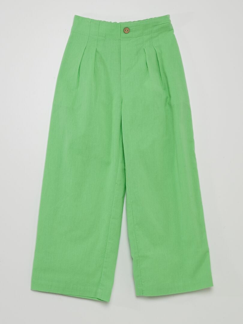 Pantalon large uni Vert - Kiabi