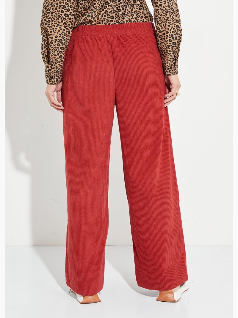 Pantalon large, velours grosses cotes - Afibel Brique - Kiabi