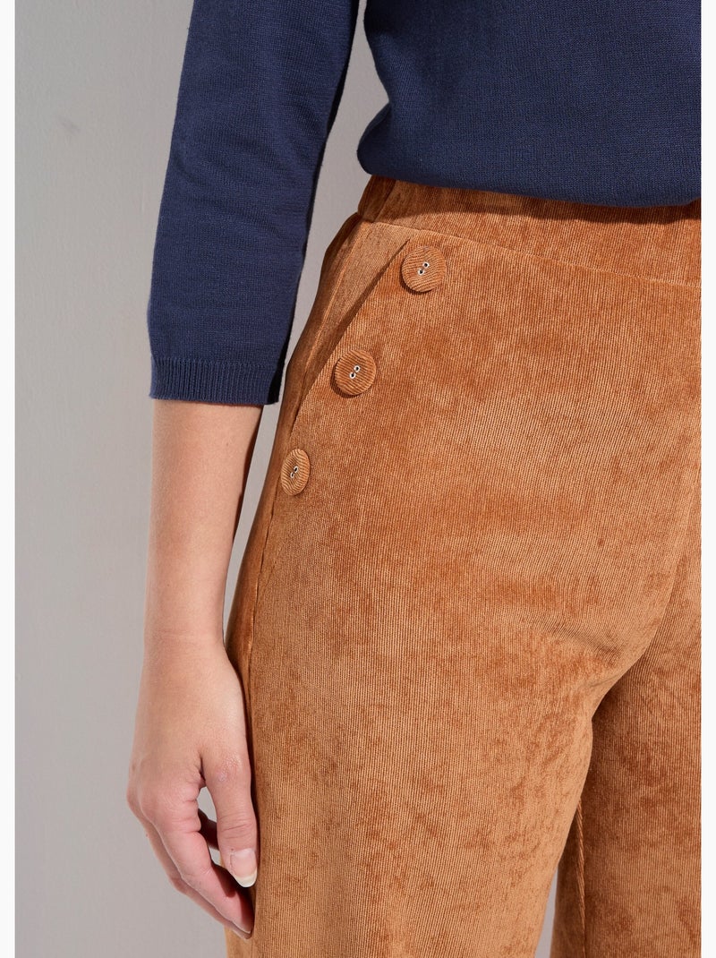 Pantalon large velours milleraies - Afibel Camel - Kiabi