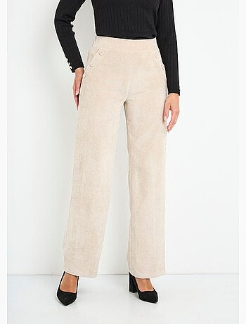 Pantalon large velours milleraies - Afibel