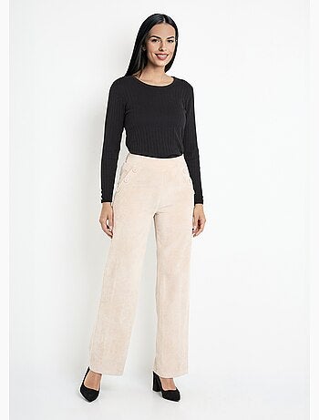 Pantalon large velours milleraies - Afibel