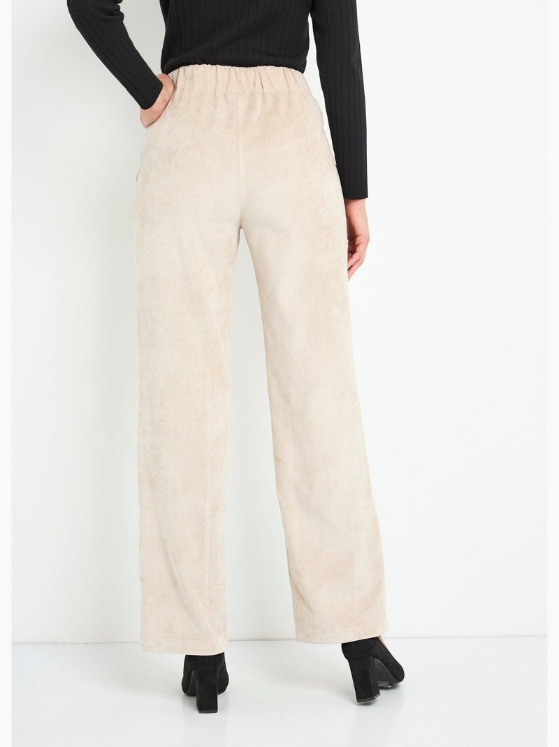 Pantalon large velours milleraies - Afibel Ecru - Kiabi