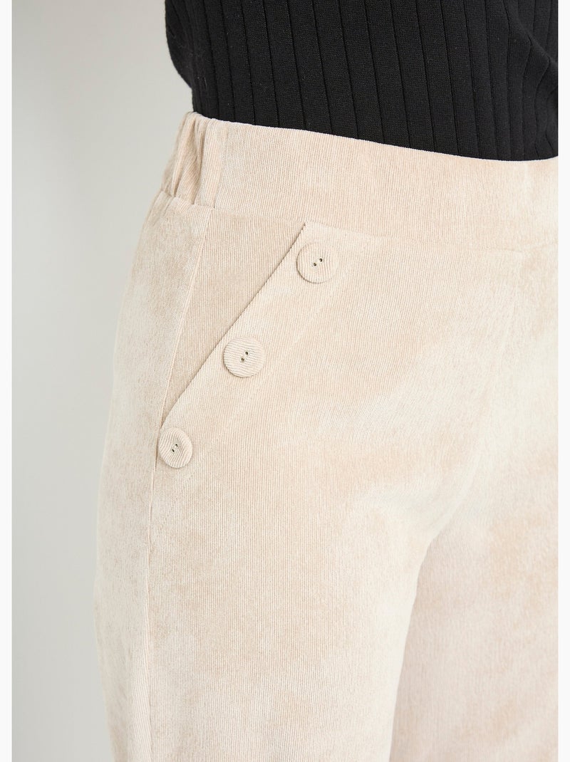 Pantalon large velours milleraies - Afibel Ecru - Kiabi