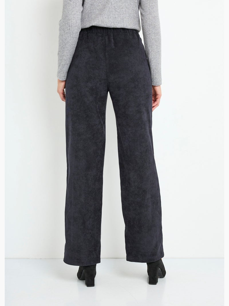 Pantalon large velours milleraies - Afibel Noir - Kiabi