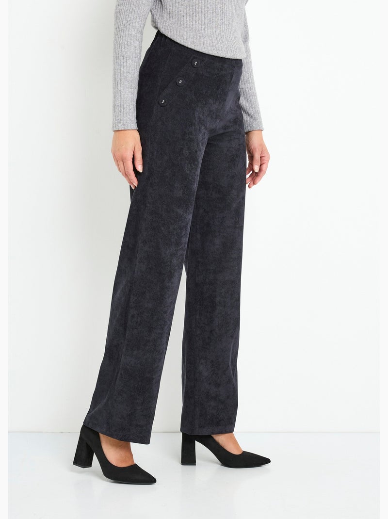 Pantalon large velours milleraies - Afibel Noir - Kiabi