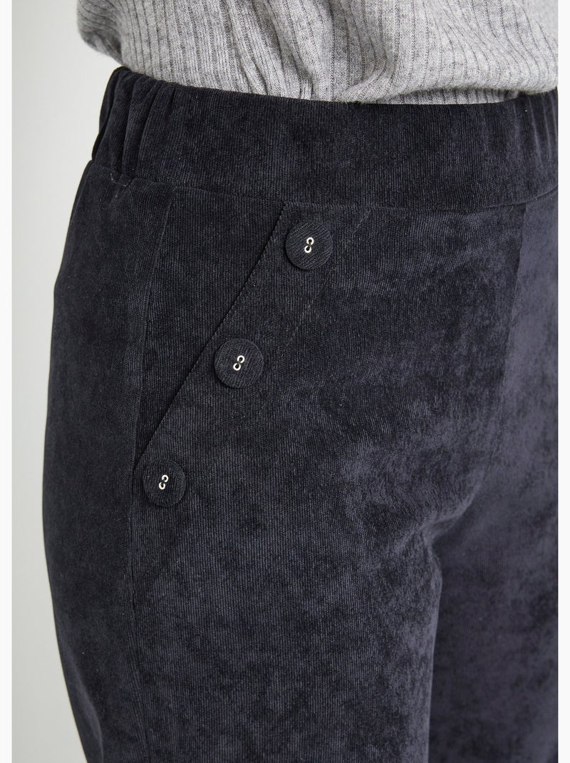 Pantalon large velours milleraies - Afibel Noir - Kiabi