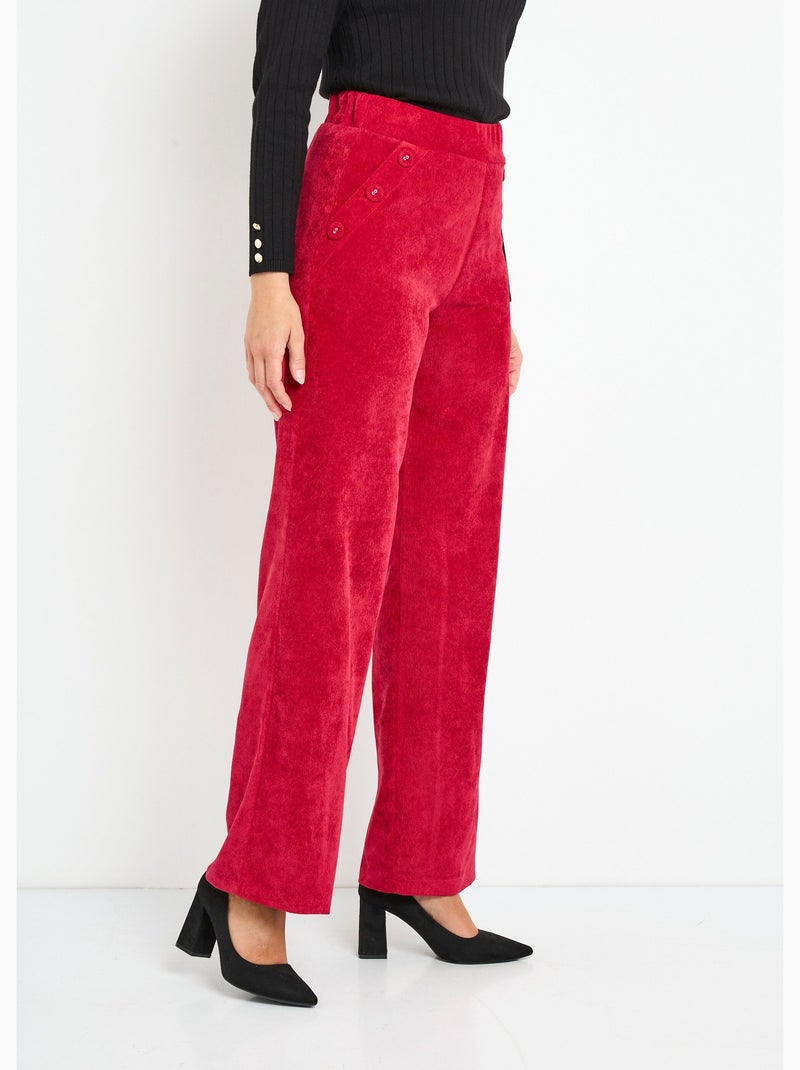 Pantalon large velours milleraies - Afibel Rouge - Kiabi