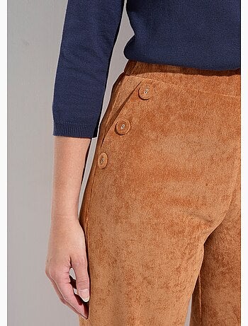 Pantalon large velours milleraies ceinture semi-élastiquée - Afibel