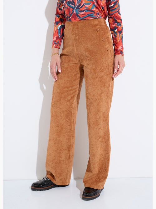 Pantalon large velours milleraies ceinture semi-élastiquée - Afibel - Kiabi