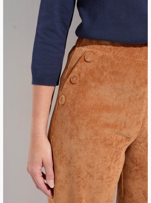 Pantalon large velours milleraies ceinture semi-élastiquée - Afibel - Kiabi