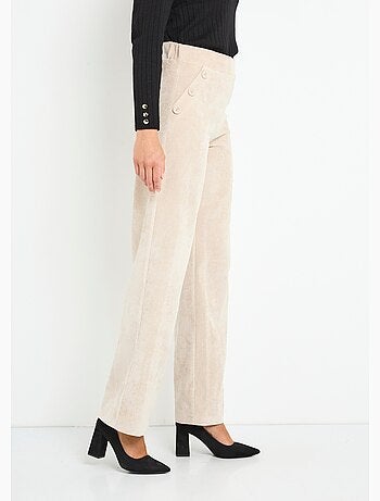 Pantalon large velours milleraies ceinture semi-élastiquée - Afibel
