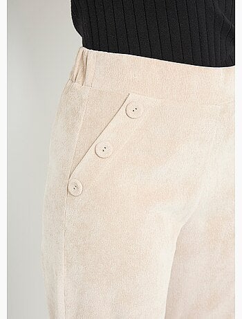 Pantalon large velours milleraies ceinture semi-élastiquée - Afibel