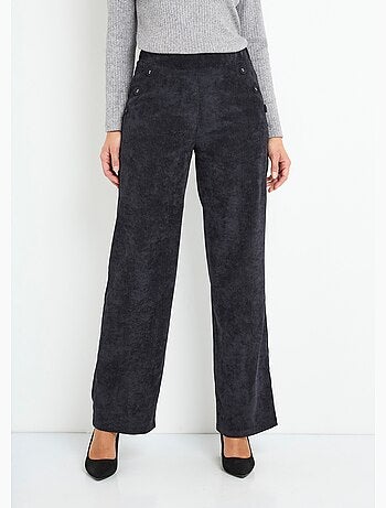 Pantalon large velours milleraies ceinture semi-élastiquée - Afibel