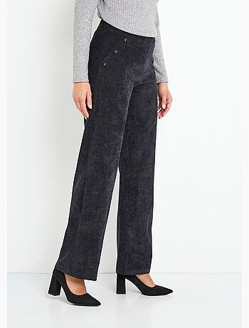 Pantalon large velours milleraies ceinture semi-élastiquée - Afibel