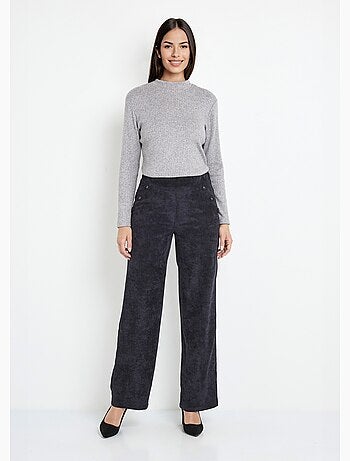Pantalon large velours milleraies ceinture semi-élastiquée - Afibel