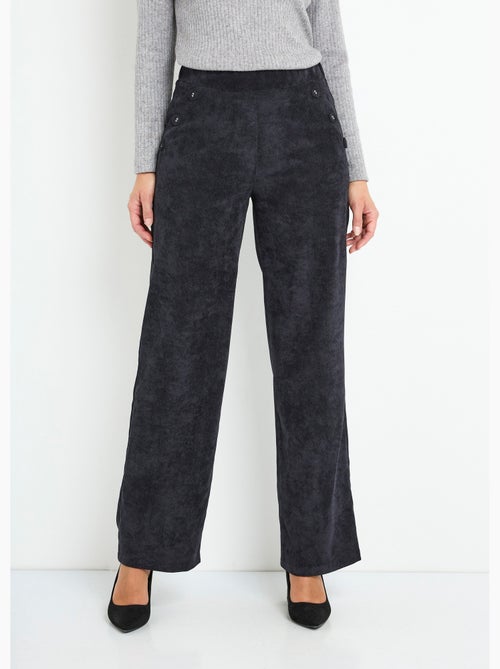 Pantalon large velours milleraies ceinture semi-élastiquée - Afibel - Kiabi