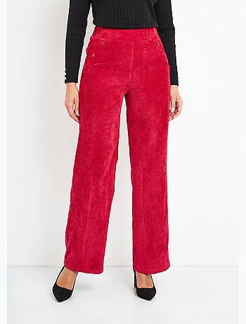Pantalon large velours milleraies ceinture semi-élastiquée - Afibel