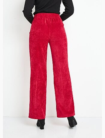 Pantalon large velours milleraies ceinture semi-élastiquée - Afibel