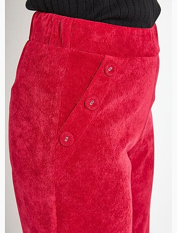 Pantalon large velours milleraies ceinture semi-élastiquée - Afibel