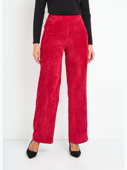 Pantalon large velours milleraies ceinture semi-élastiquée - Afibel - Kiabi