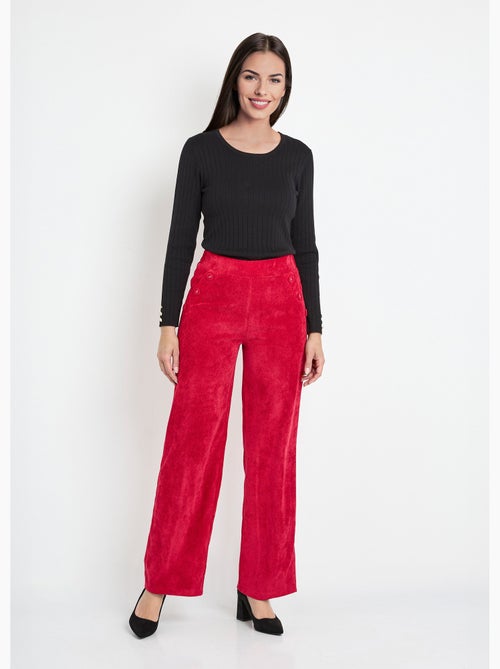 Pantalon large velours milleraies ceinture semi-élastiquée - Afibel - Kiabi
