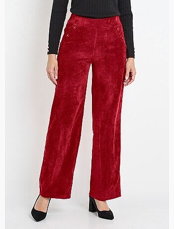 Pantalon large velours milleraies ceinture semi-élastiquée - Afibel