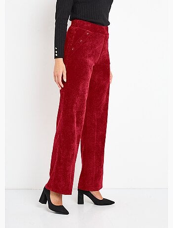 Pantalon large velours milleraies ceinture semi-élastiquée - Afibel