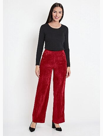 Pantalon large velours milleraies ceinture semi-élastiquée - Afibel