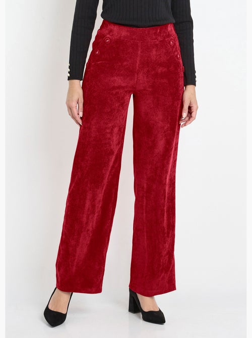 Pantalon large velours milleraies ceinture semi-élastiquée - Afibel - Kiabi