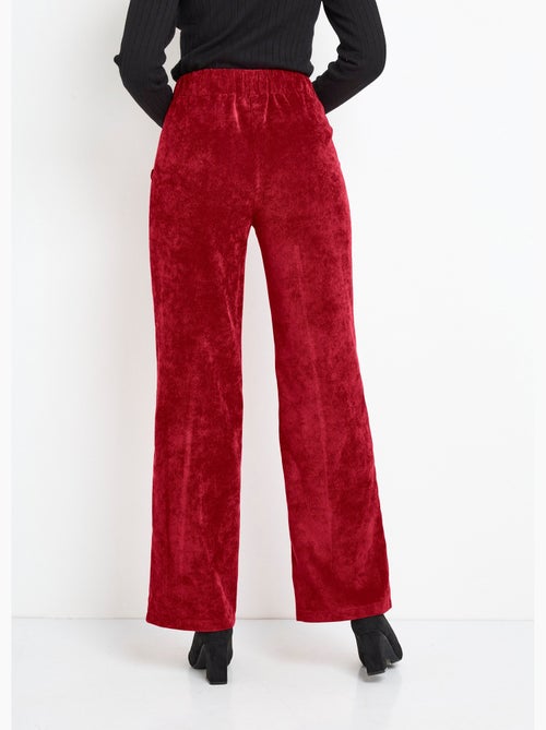 Pantalon large velours milleraies ceinture semi-élastiquée - Afibel - Kiabi