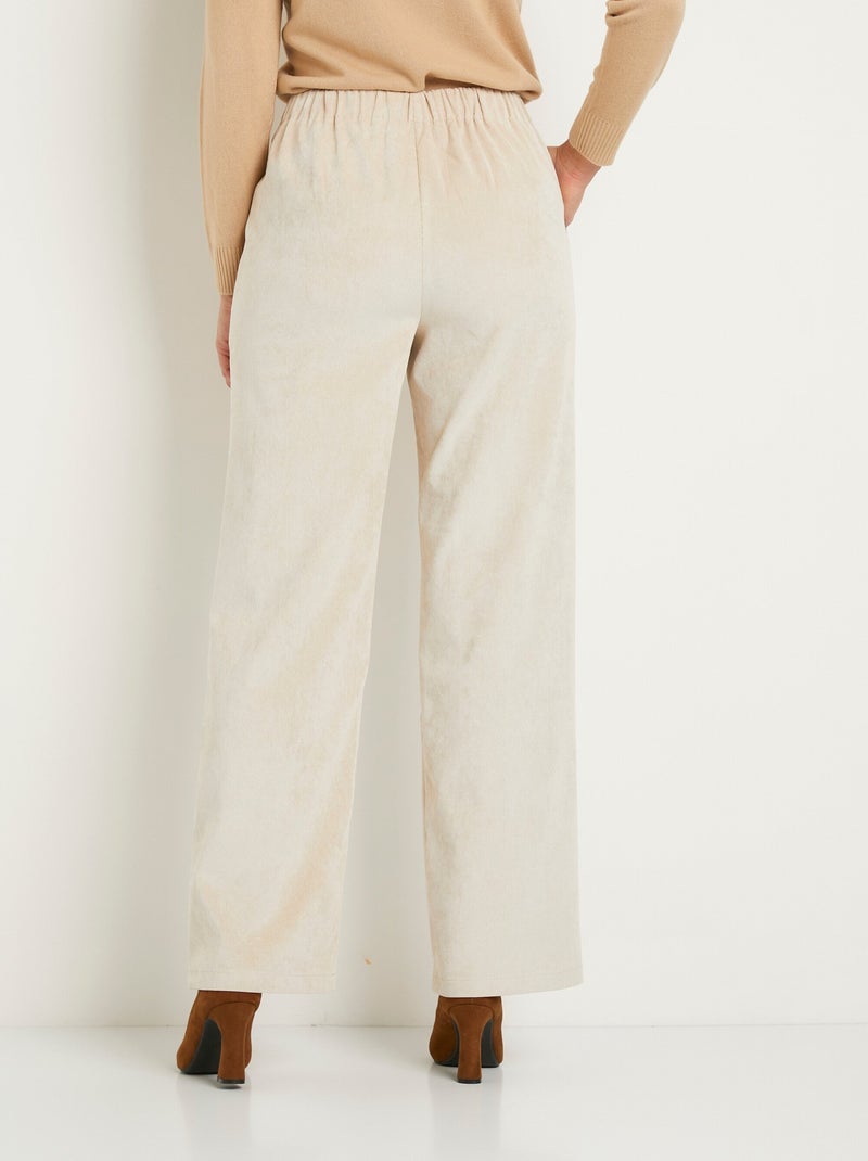 Pantalon large velours milleraies effet pont - Afibel Beige - Kiabi