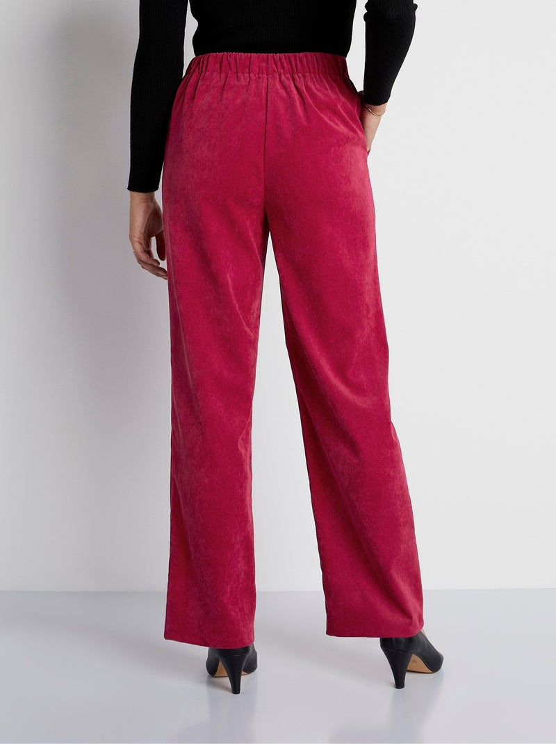 Pantalon large velours milleraies effet pont - Afibel Rouge - Kiabi