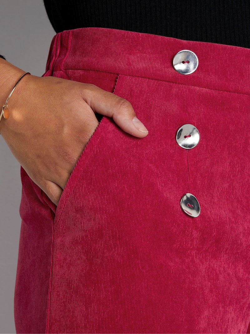 Pantalon large velours milleraies effet pont - Afibel Rouge - Kiabi