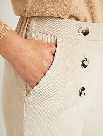 Pantalon large velours milleraies effet pont