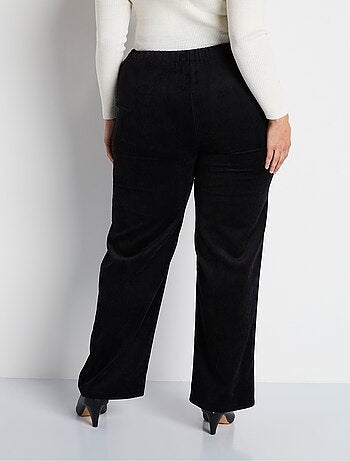 Pantalon large velours milleraies effet pont