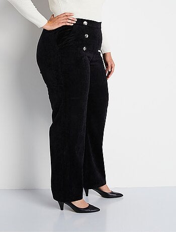 Pantalon large velours milleraies effet pont