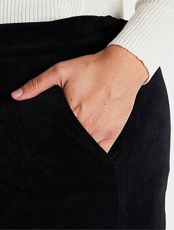 Pantalon large velours milleraies effet pont