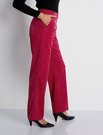 Pantalon large velours milleraies effet pont