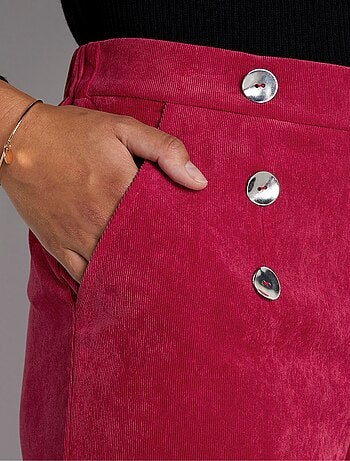 Pantalon large velours milleraies effet pont