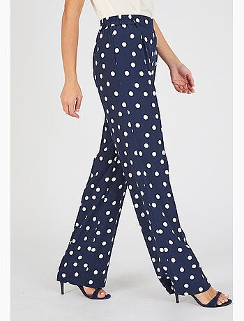 Pantalon large viscose fluide imprimé pois - Damart