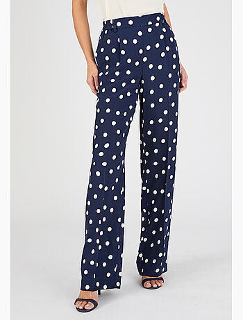 Pantalon large viscose fluide imprimé pois - Damart