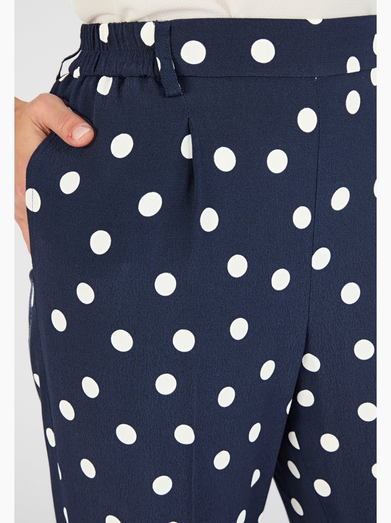 Pantalon large viscose fluide imprimé pois - Damart Bleu - Kiabi