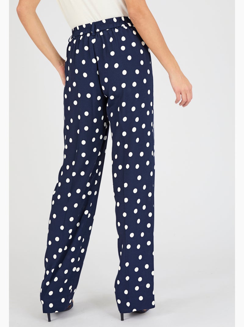 Pantalon large viscose fluide imprimé pois - Damart Bleu - Kiabi