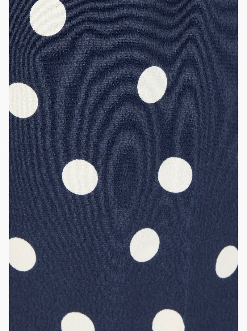 Pantalon large viscose fluide imprimé pois - Damart Bleu - Kiabi