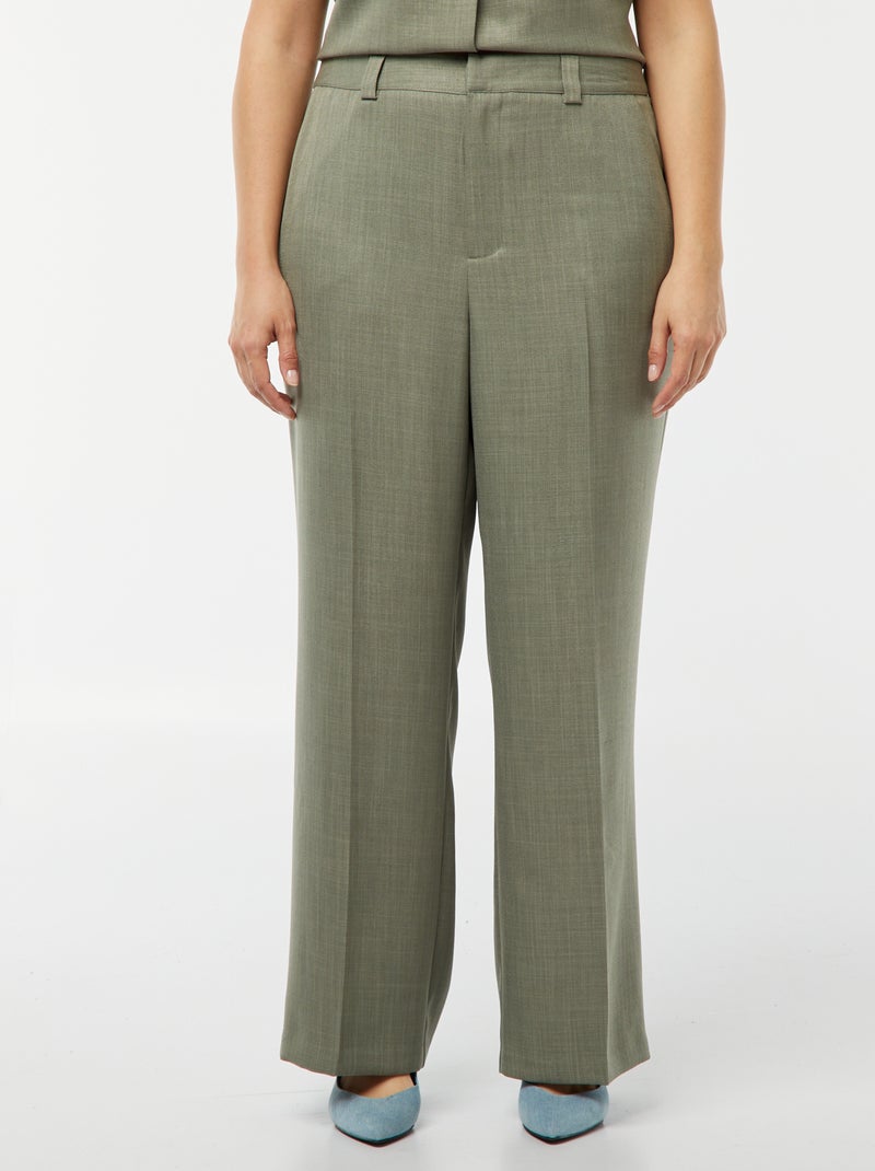 Pantalon large / wide leg avec 4 poches Vert - Kiabi