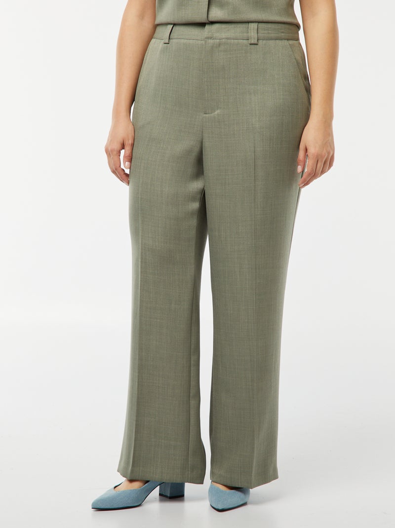 Pantalon large / wide leg avec 4 poches Vert - Kiabi